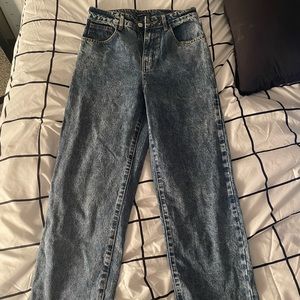 SHEIN basics stone wash high-waisted straight jeans!